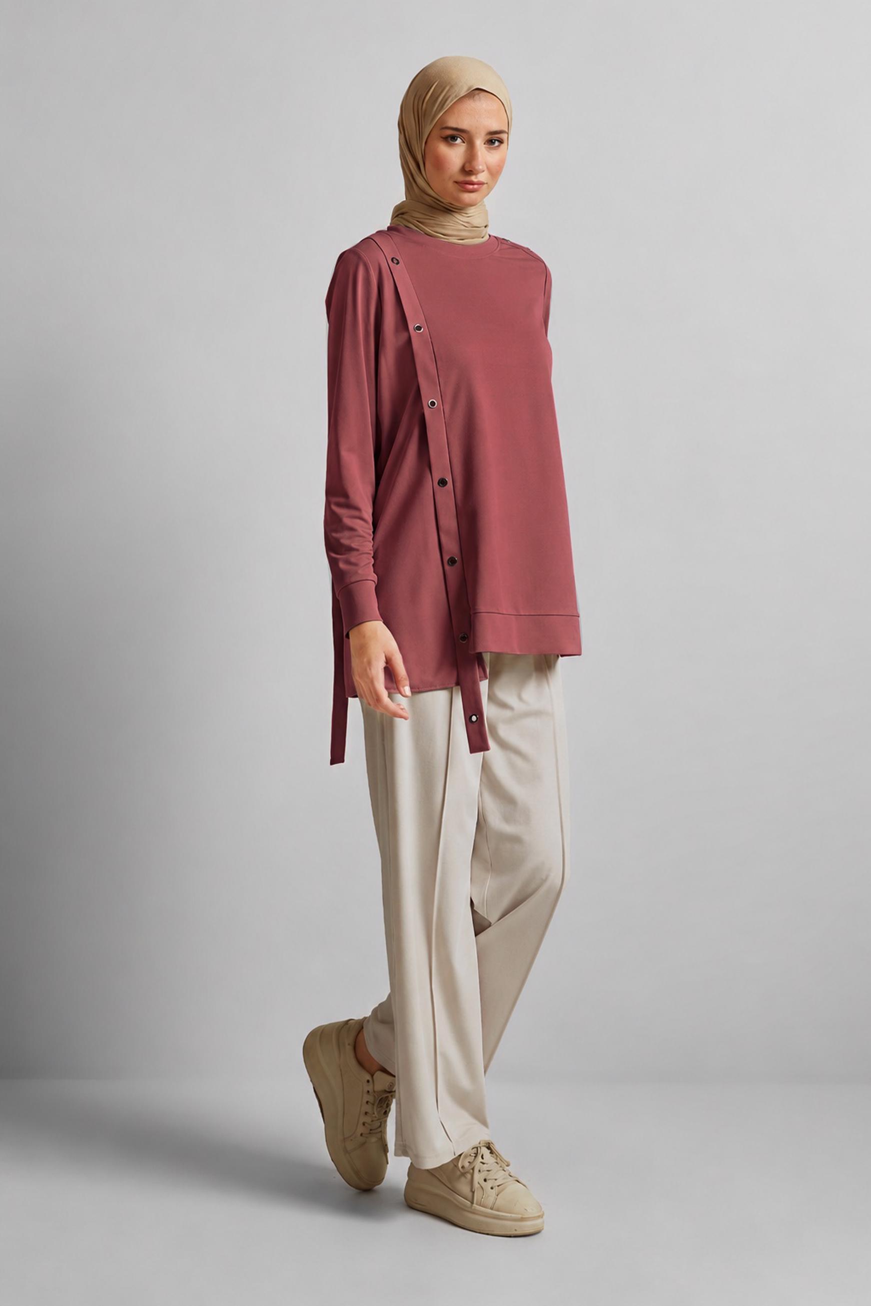 Vêtements hijab ROSE TUNIQUE DÉTAILLÉE À ŒILLETS 45701