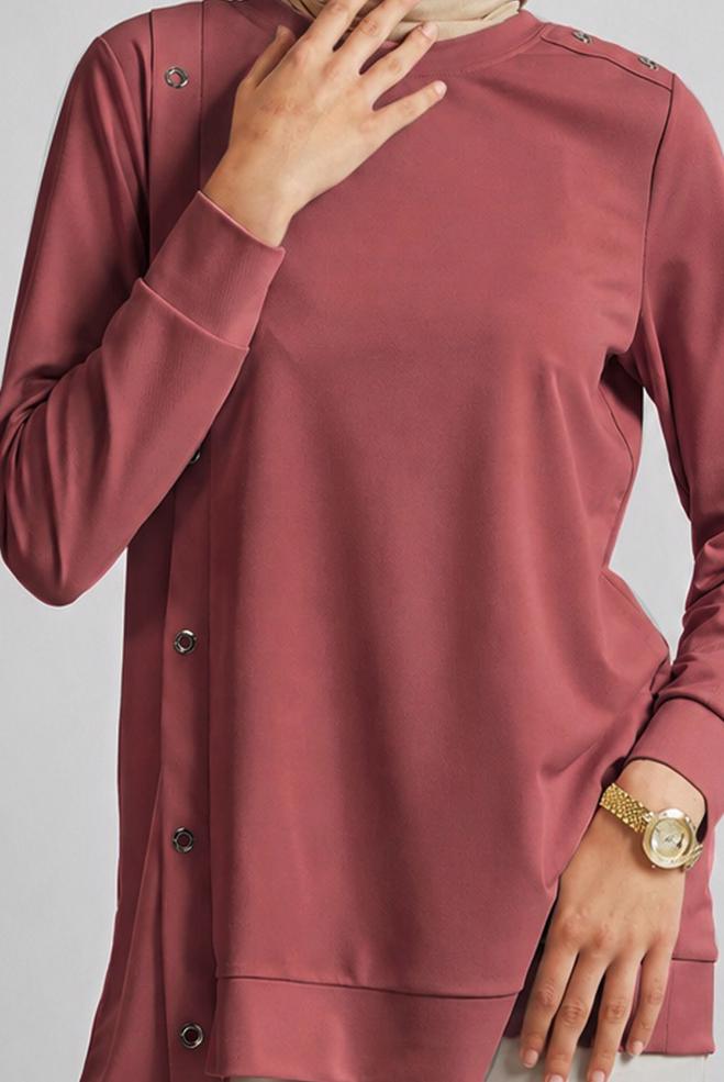 Vêtements hijab ROSE TUNIQUE DÉTAILLÉE À ŒILLETS 45701 - ALVİNA