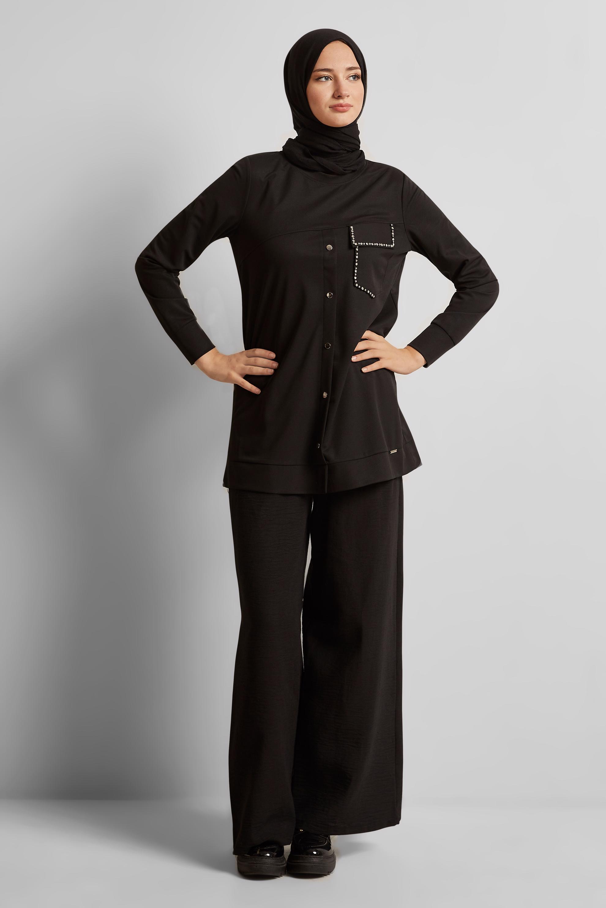 Vêtements hijab NOIR TUNIQUE DE SURVÊTEMENT 45741