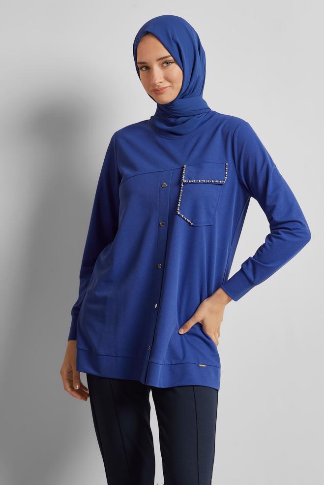 Hijab clothing NAVY BLUE TRACKSUIT TUNIC 45741 - ALVİNA