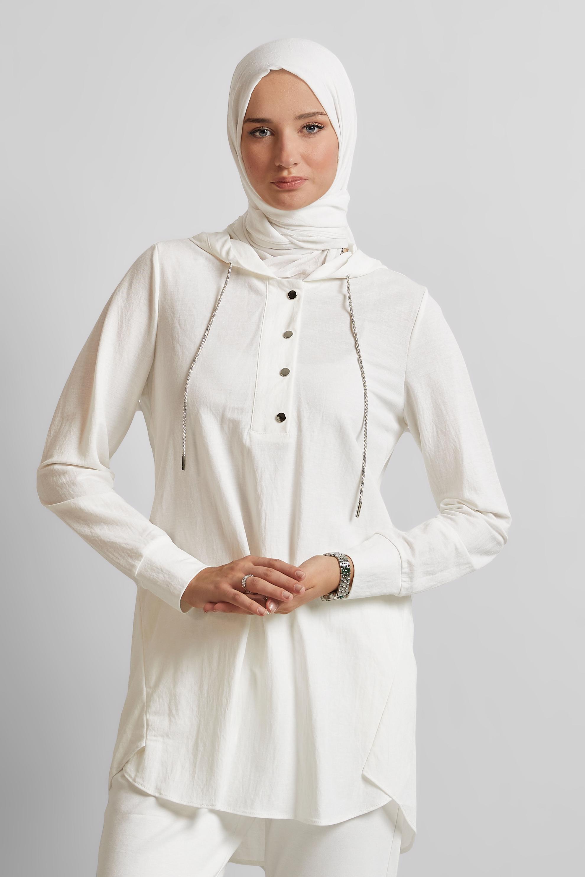 Hijab clothing WHITE HOODED TRACKSUIT TUNIC 45742