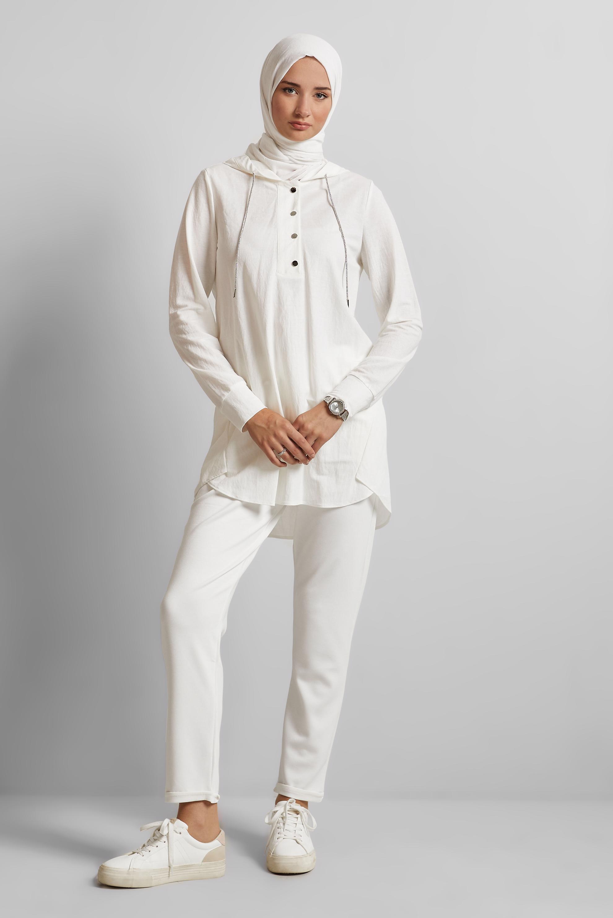 Hijab clothing WHITE HOODED TRACKSUIT TUNIC 45742