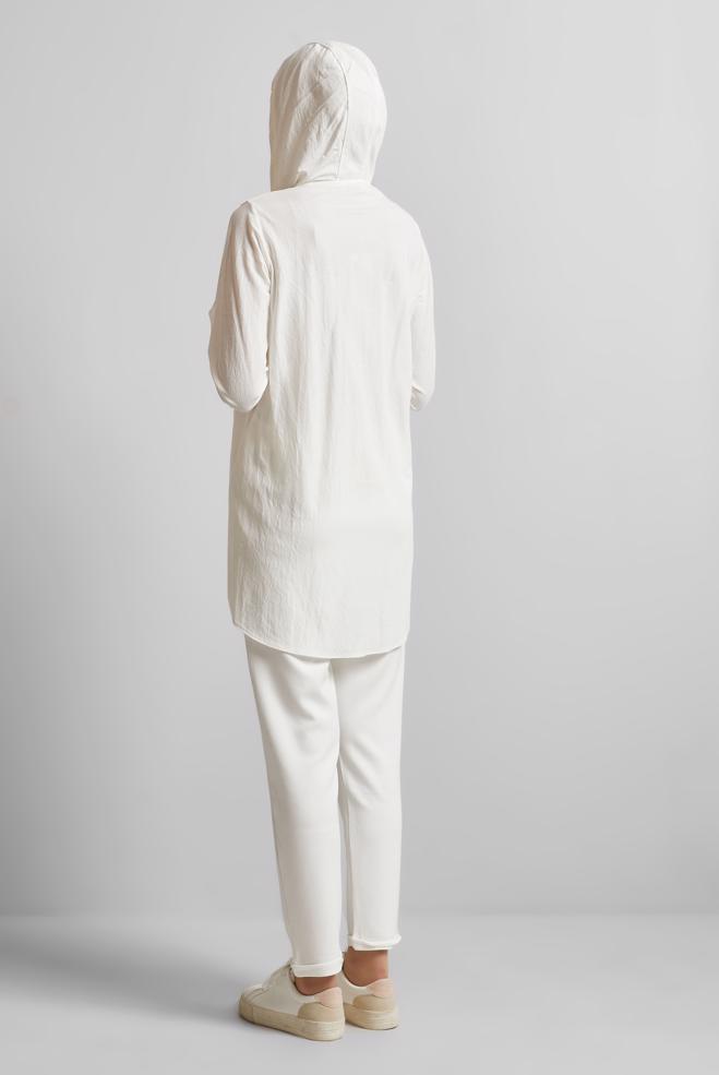 Hijab clothing WHITE HOODED TRACKSUIT TUNIC 45742 - ALVİNA