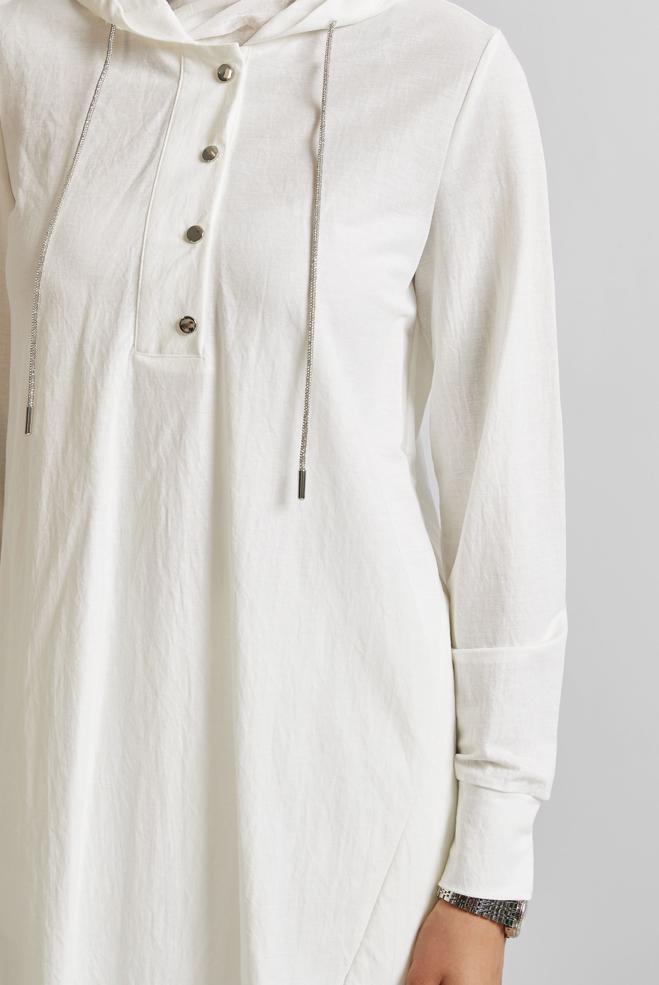 Hijab clothing WHITE HOODED TRACKSUIT TUNIC 45742 - ALVİNA