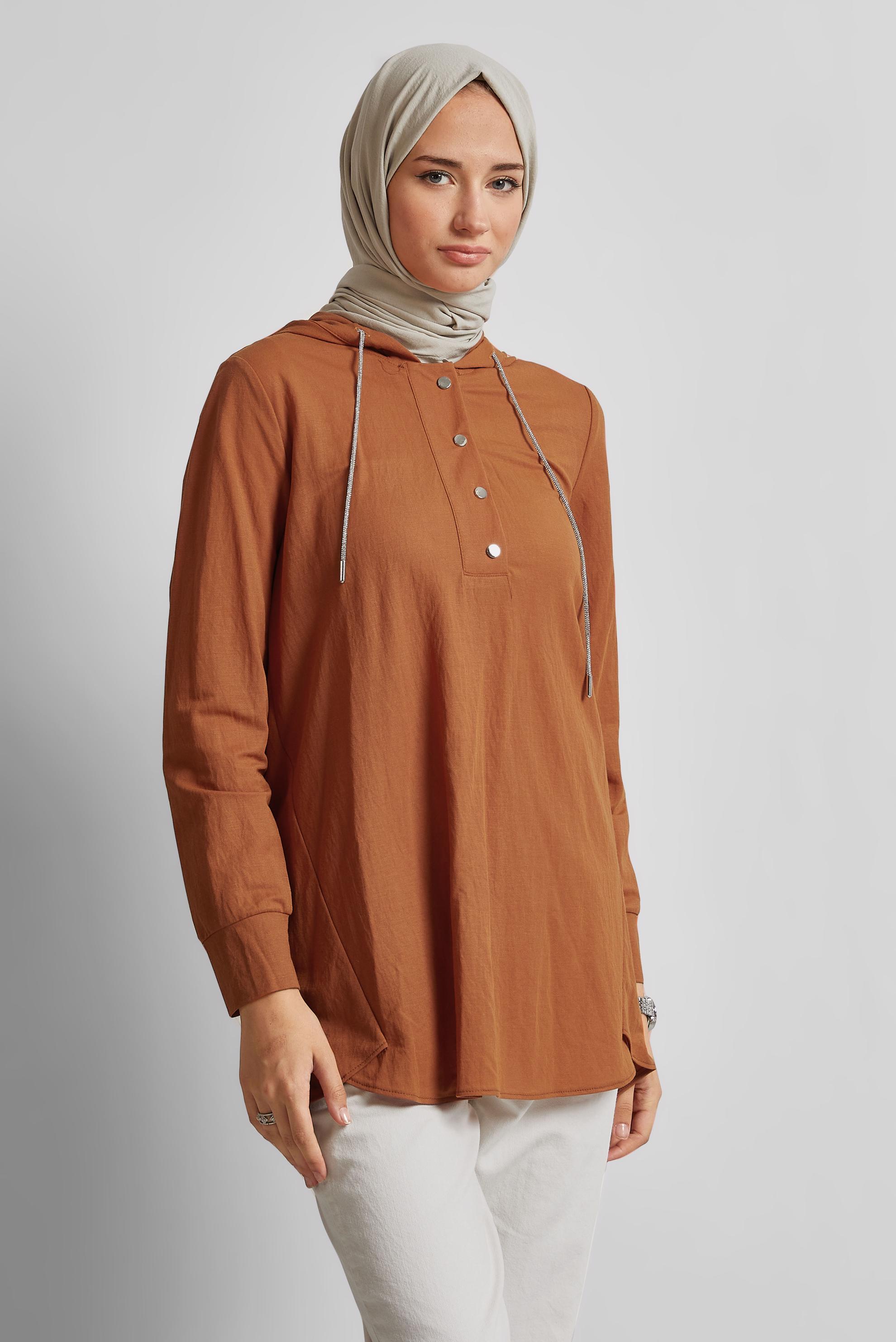 Hijab clothing ORANGE HOODED TRACKSUIT TUNIC 45742