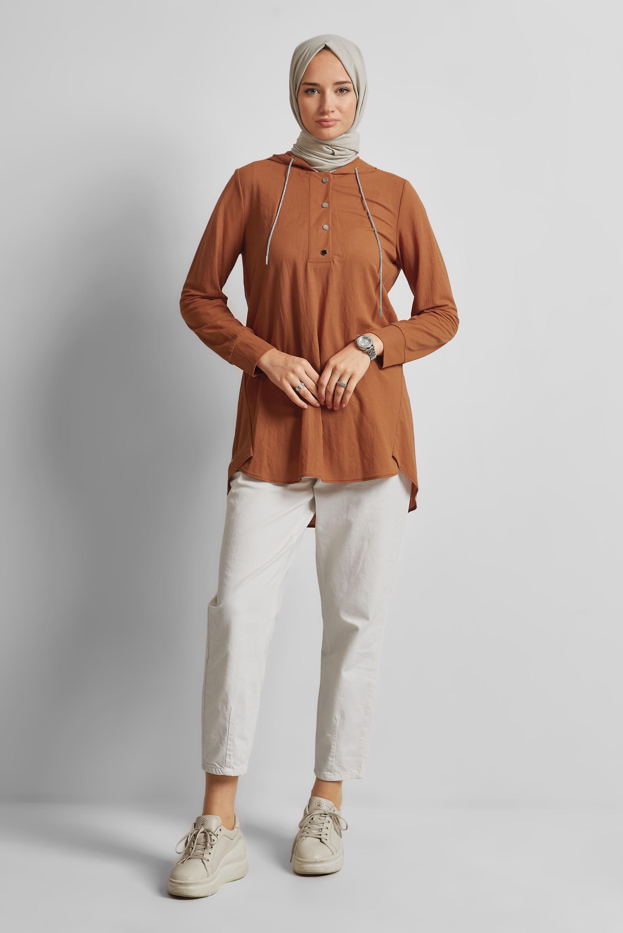 Hijab clothing ORANGE HOODED TRACKSUIT TUNIC 45742