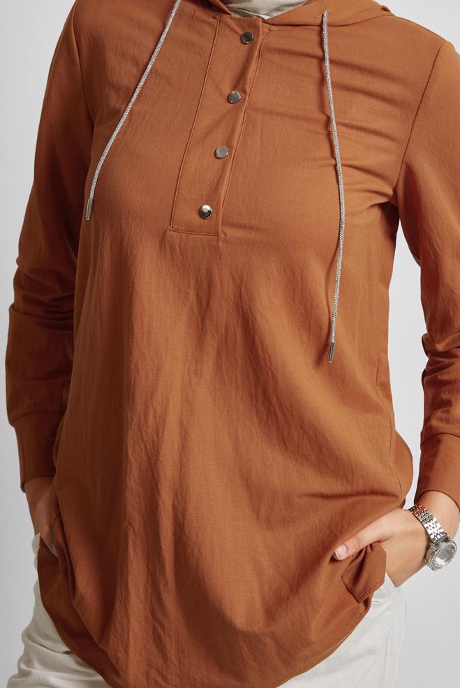 Hijab clothing ORANGE HOODED TRACKSUIT TUNIC 45742 - ALVİNA