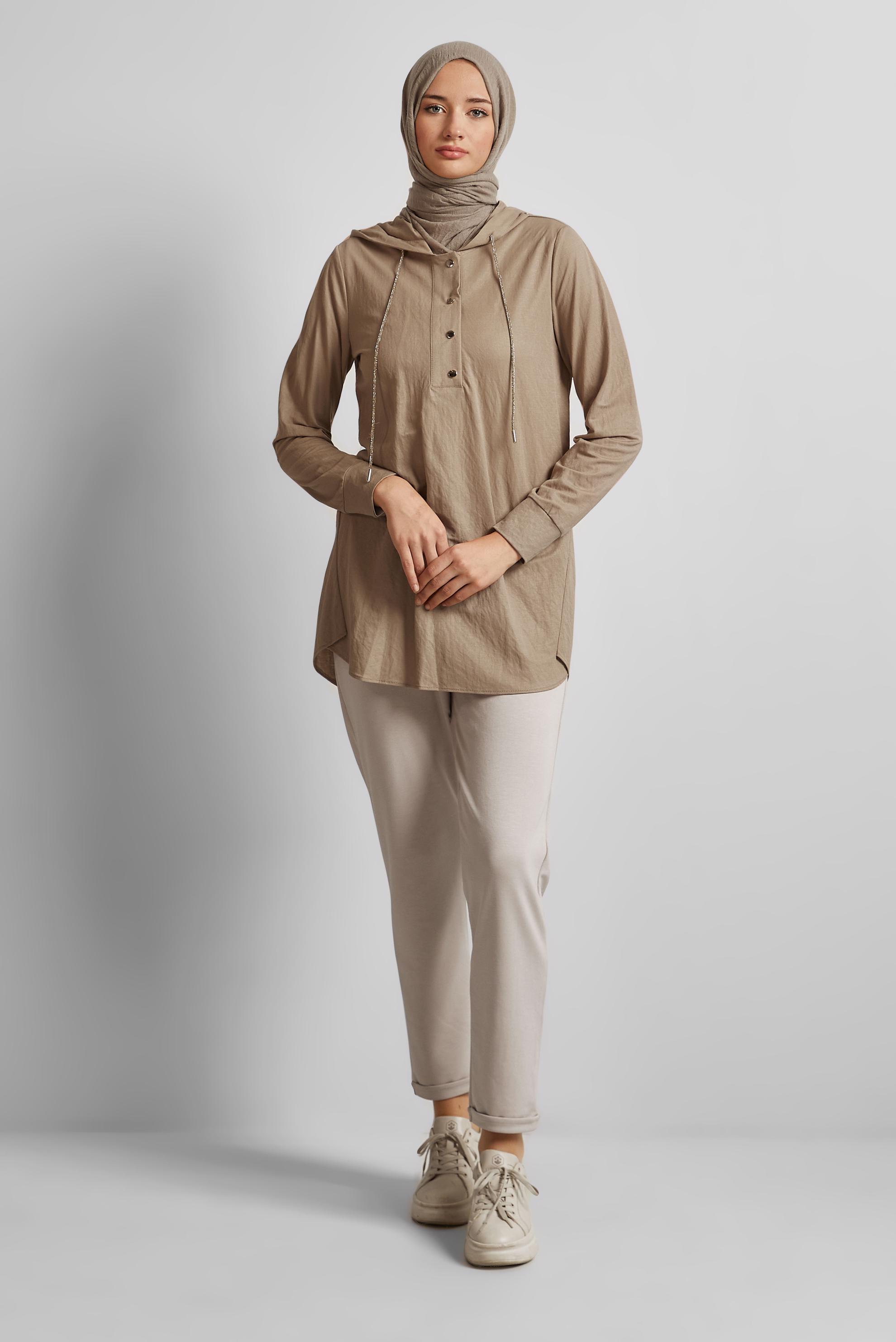 Vêtements hijab BRUN TUNIQUE DE SURVÊTEMENT À CAPUCHE 45742