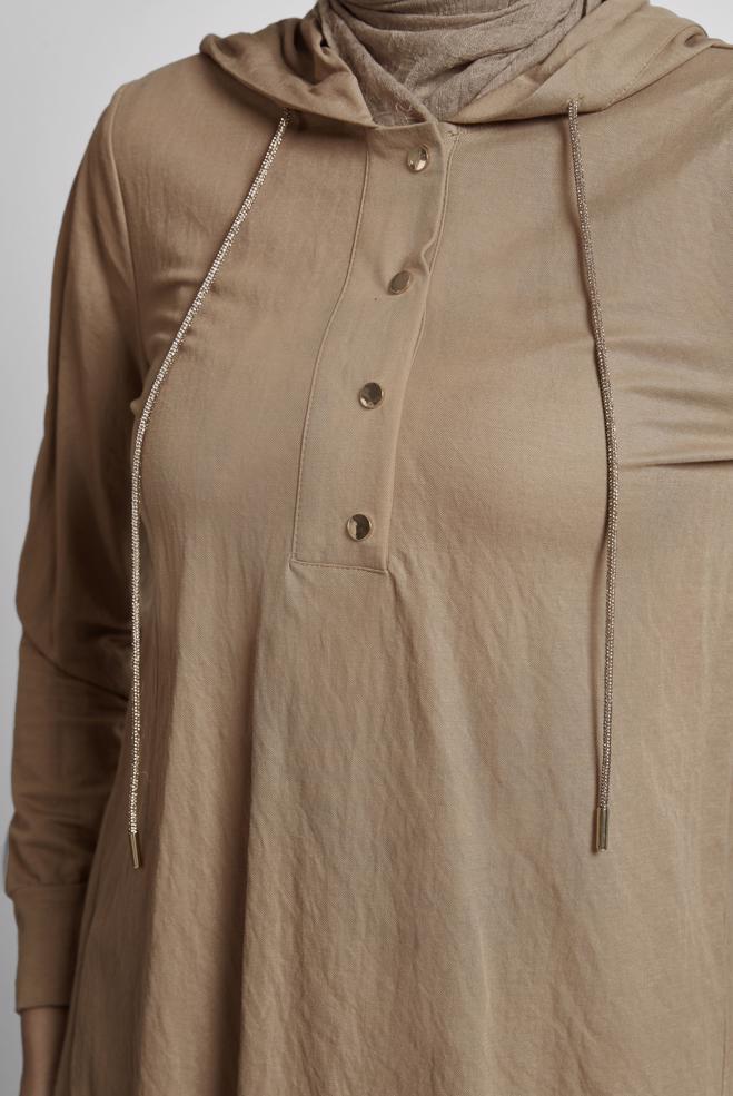 Hijab clothing BROWN HOODED TRACKSUIT TUNIC 45742 - ALVİNA