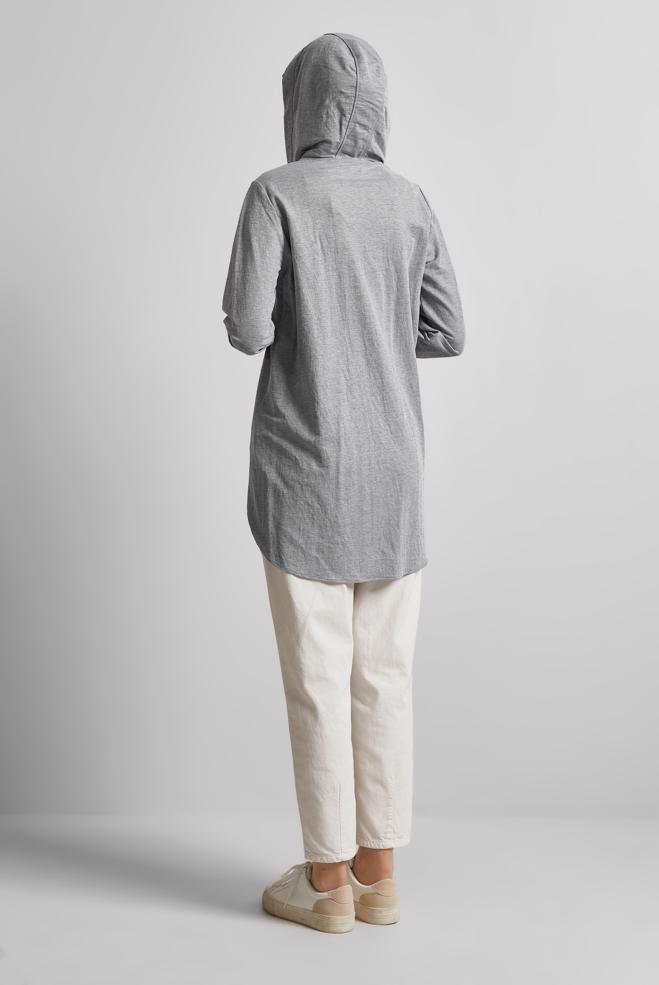 Hijab clothing GREY HOODED TRACKSUIT TUNIC 45742 - ALVİNA