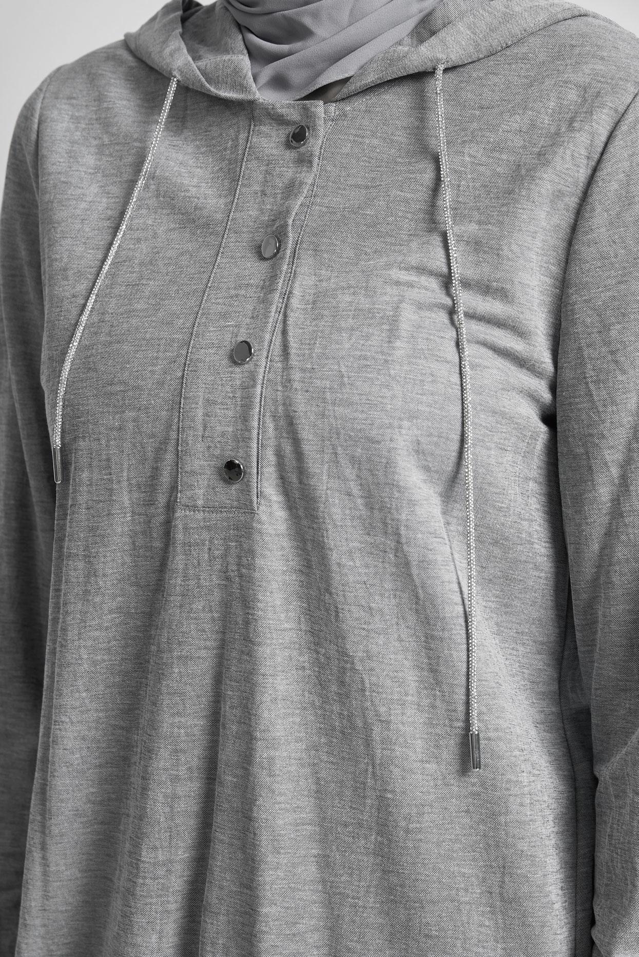 Hijab clothing GREY HOODED TRACKSUIT TUNIC 45742