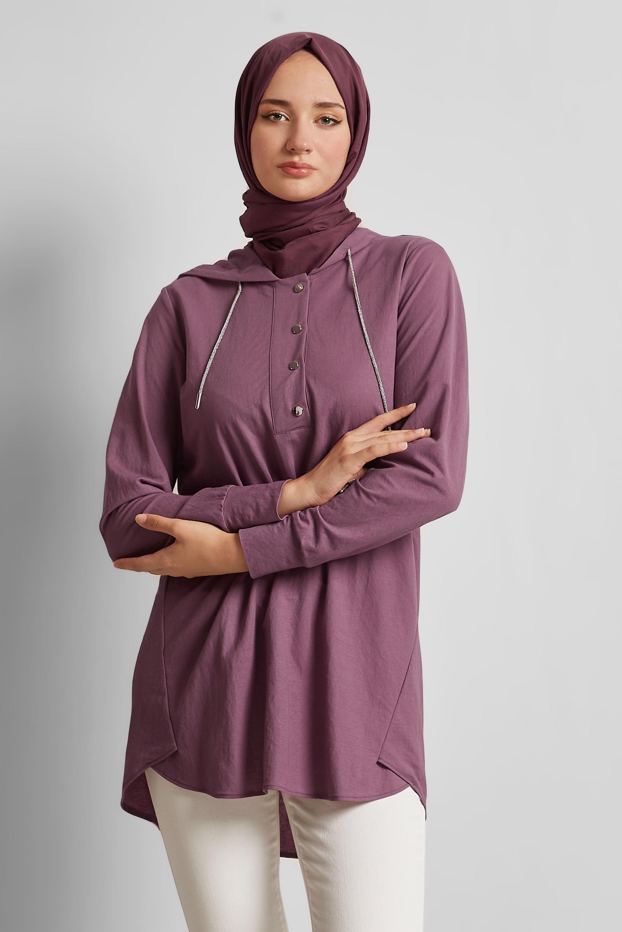 Hijab clothing PINK HOODED TRACKSUIT TUNIC 45742