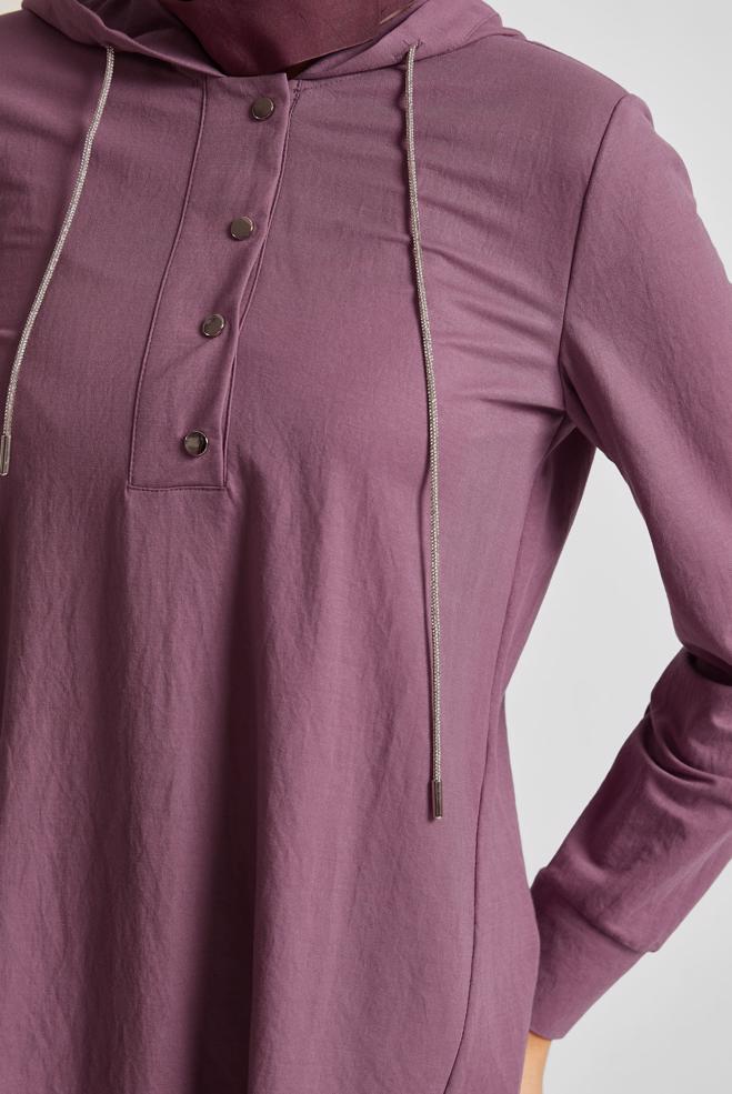 Hijab clothing PINK HOODED TRACKSUIT TUNIC 45742 - ALVİNA
