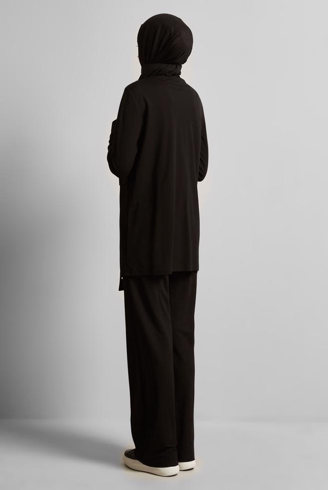 Vêtements hijab NOIR ENSEMBLE DE SURVÊTEMENT EN VISCOSE 45743 - ALVİNA