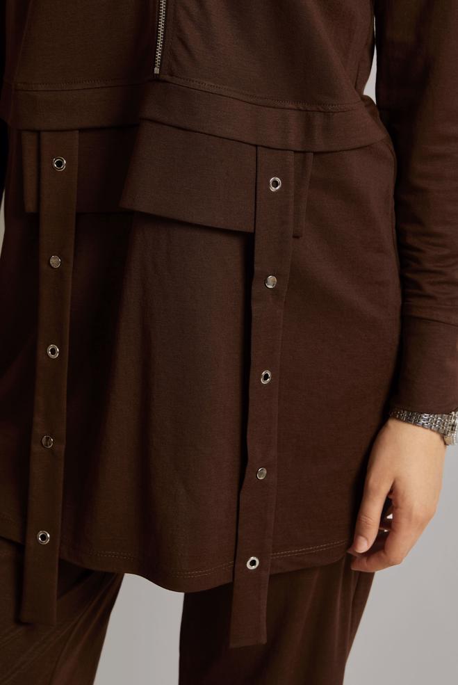 Vêtements hijab BRUN ENSEMBLE DE SURVÊTEMENT EN VISCOSE 45743 - ALVİNA
