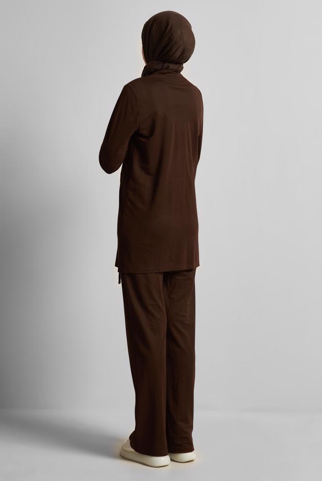 Vêtements hijab BRUN ENSEMBLE DE SURVÊTEMENT EN VISCOSE 45743 - ALVİNA