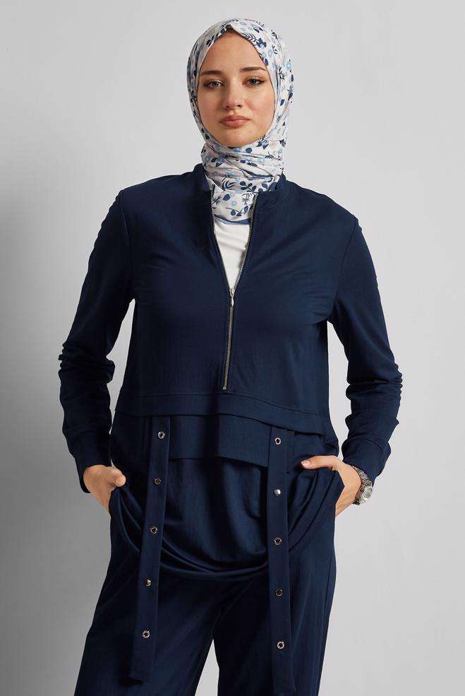 Vêtements hijab BLEU MARINE ENSEMBLE DE SURVÊTEMENT EN VISCOSE 45743 - ALVİNA