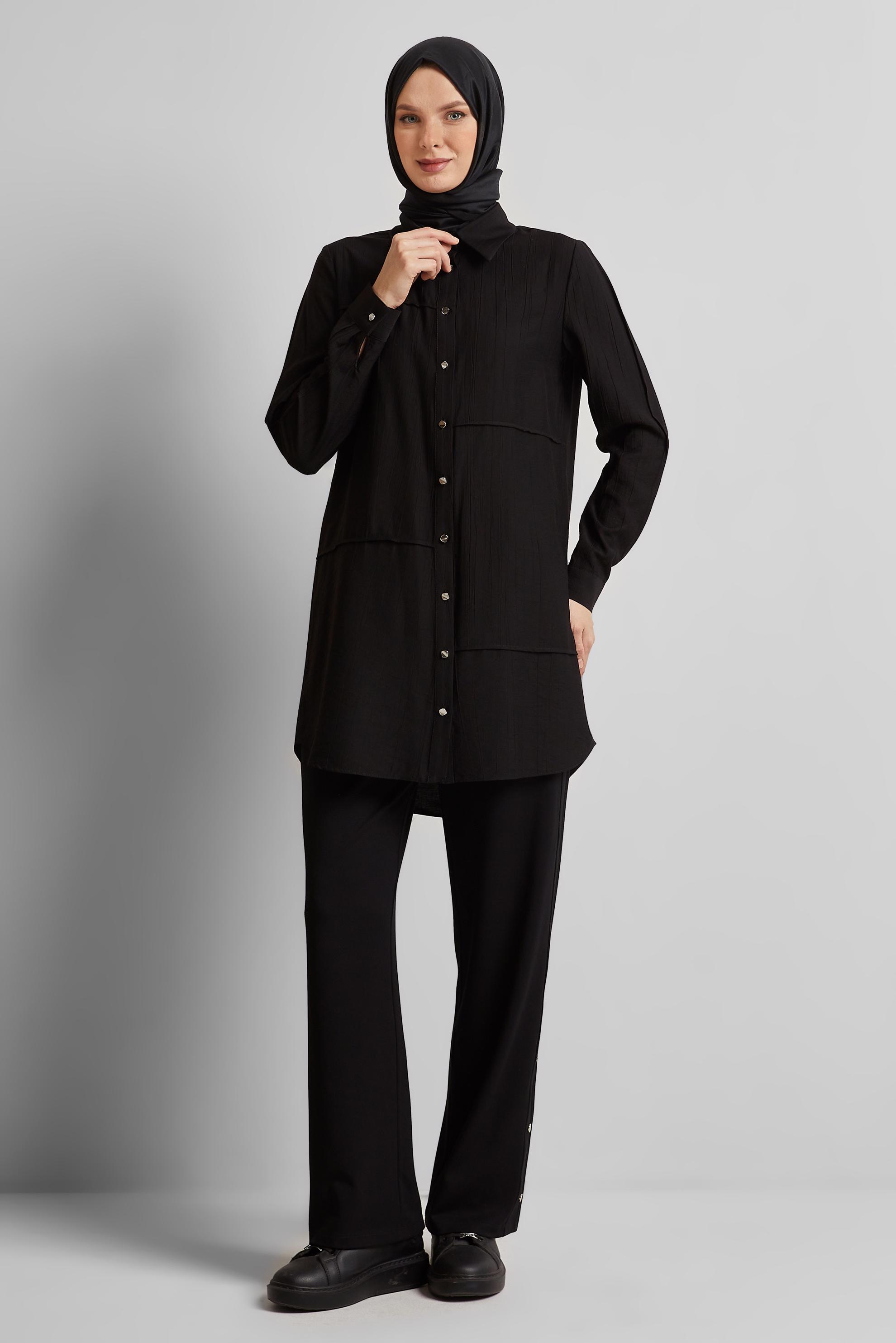 Tesettür giyim SİYAH BELİ LASTİKLİ EŞOFMAN PANTOLON 70884