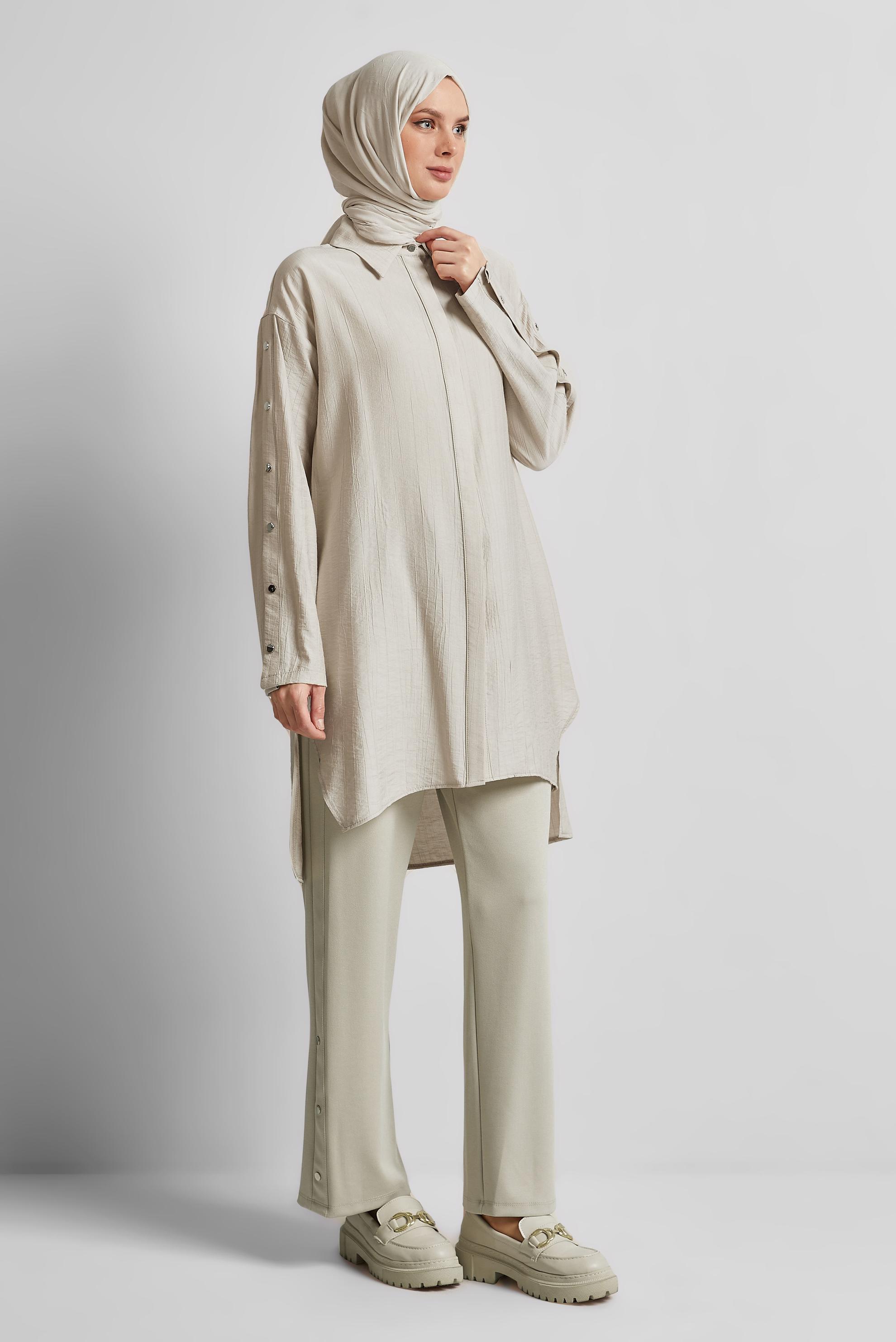 Tesettür giyim BEJ BELİ LASTİKLİ EŞOFMAN PANTOLON 70884