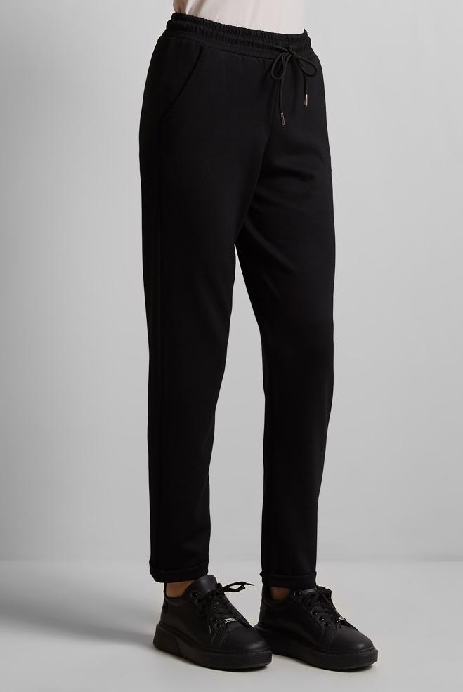 Hijab clothing BLACK ELASTIC WAIST TRACKSUIT PANTS 70886 - ALVİNA
