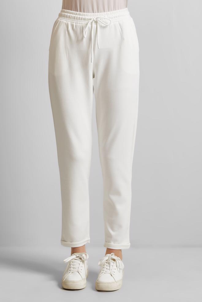 Hijab clothing WHITE ELASTIC WAIST TRACKSUIT PANTS 70886 - ALVİNA