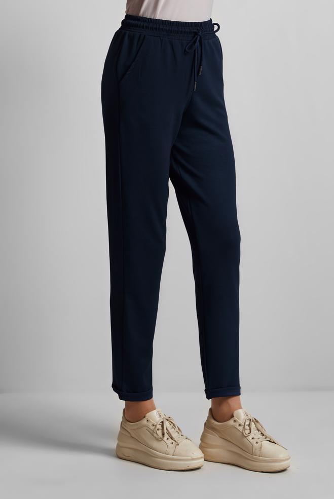 Hijab clothing NAVY BLUE ELASTIC WAIST TRACKSUIT PANTS 70886 - ALVİNA