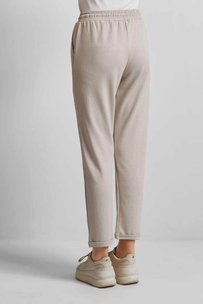Hijab clothing BEIGE ELASTIC WAIST TRACKSUIT PANTS 70886 - ALVİNA