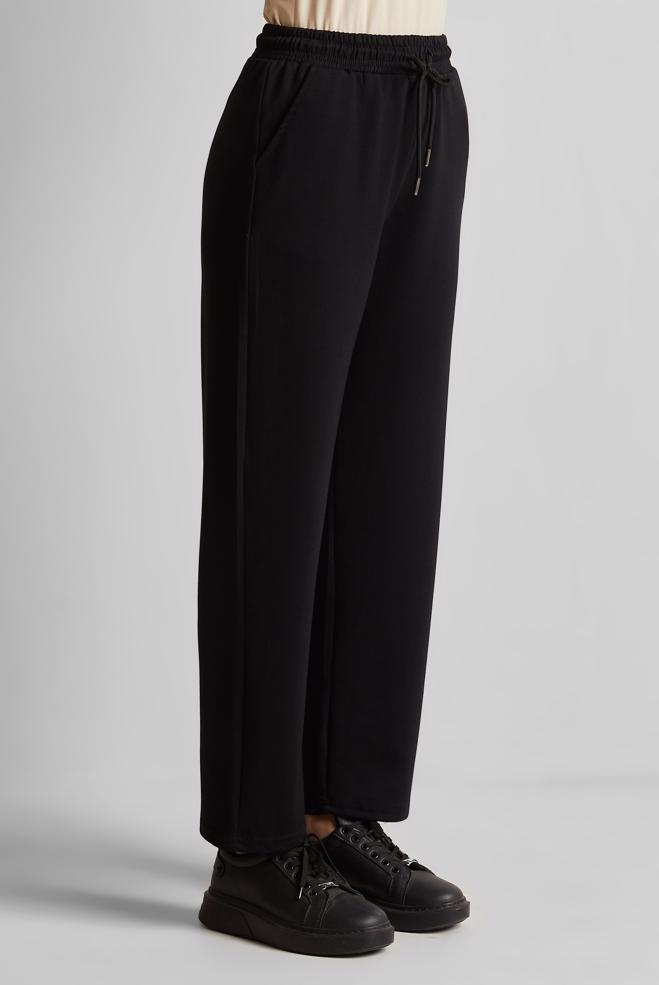 Hijab clothing BLACK ELASTIC WAIST TRACKSUIT PANTS 70887 - ALVİNA
