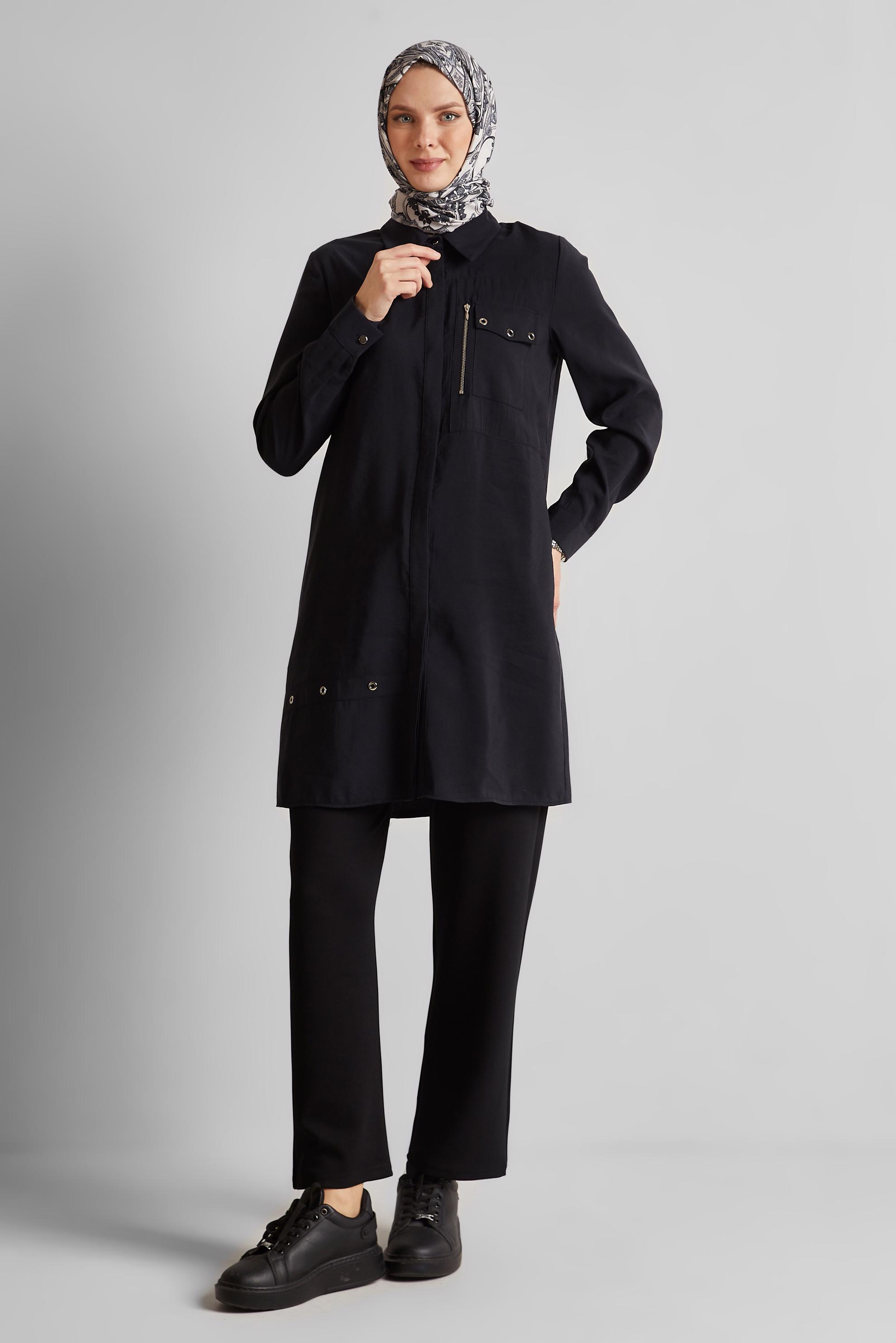 Hijab clothing BLACK ELASTIC WAIST TRACKSUIT PANTS 70887