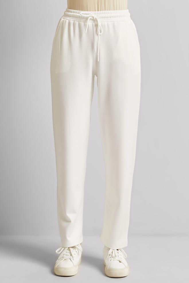 Hijab clothing WHITE ELASTIC WAIST TRACKSUIT PANTS 70887 - ALVİNA