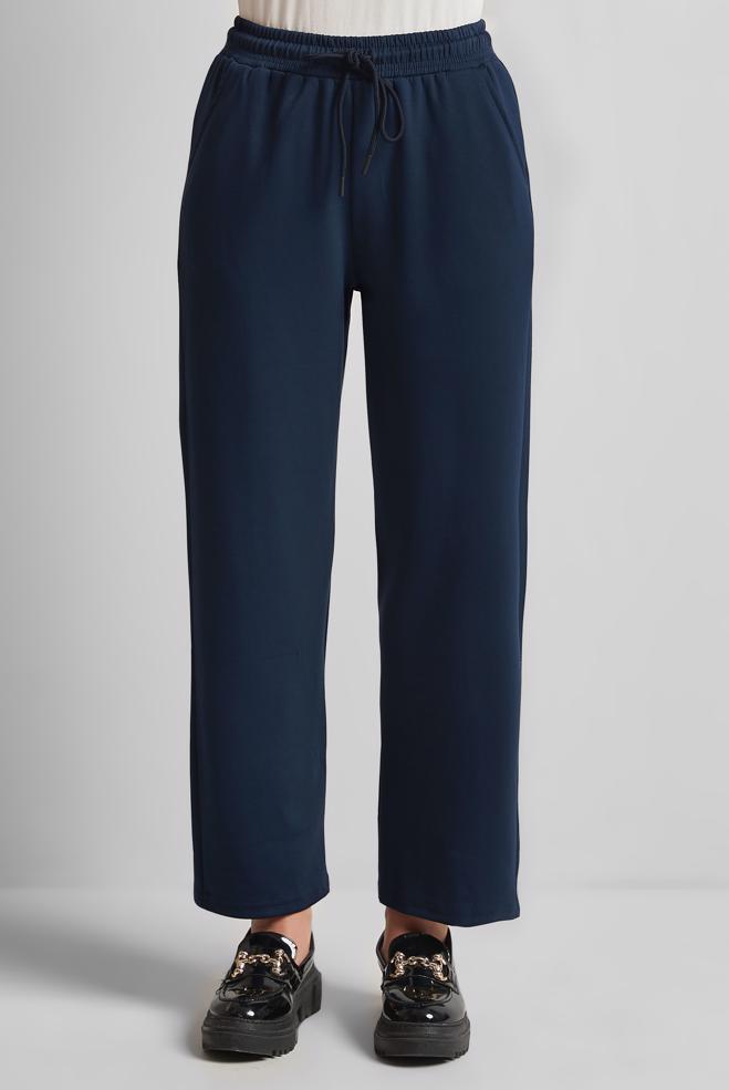 Hijab clothing NAVY BLUE ELASTIC WAIST TRACKSUIT PANTS 70887 - ALVİNA