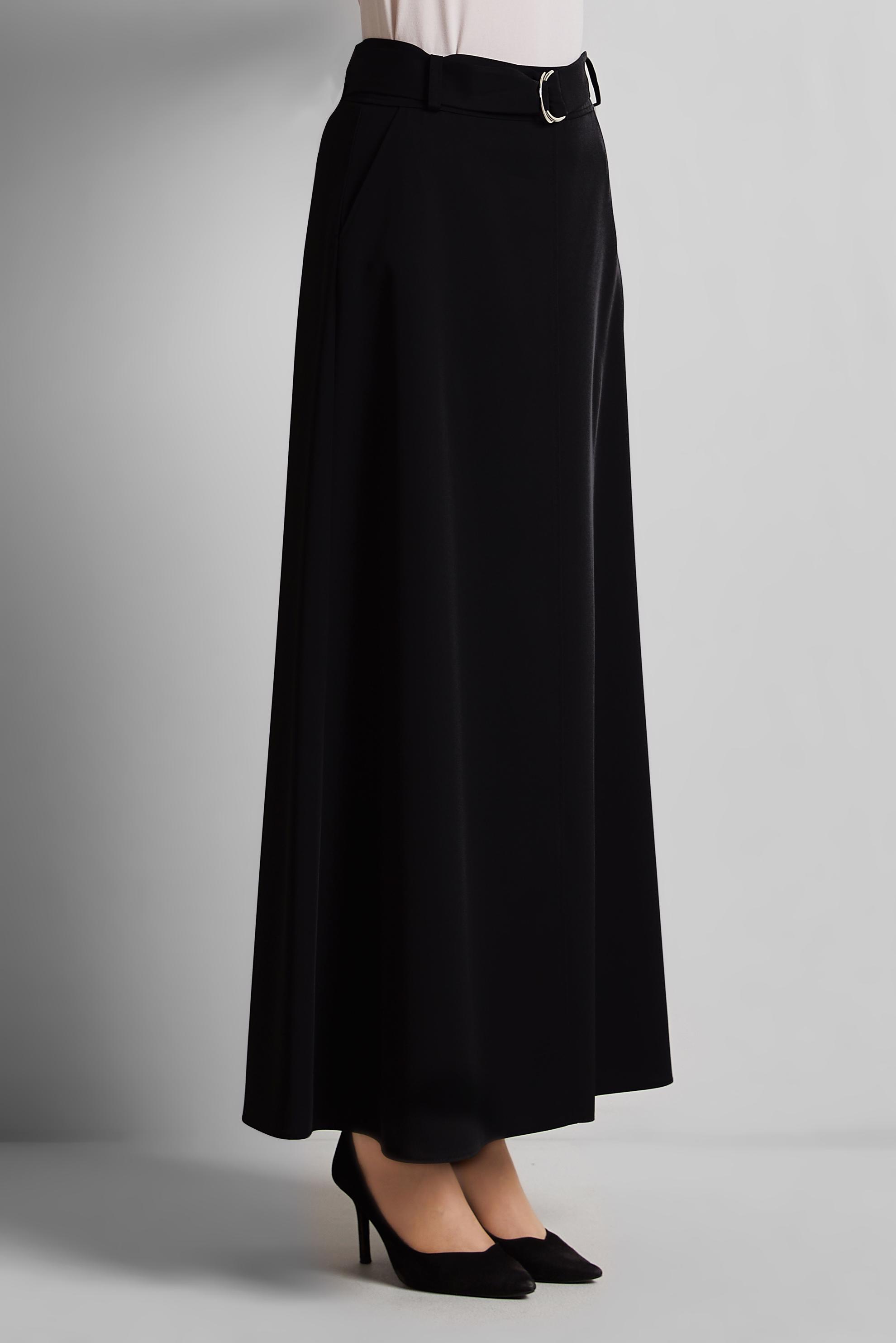 Tesettür giyim SİYAH KEMERLİ ETEK 60430