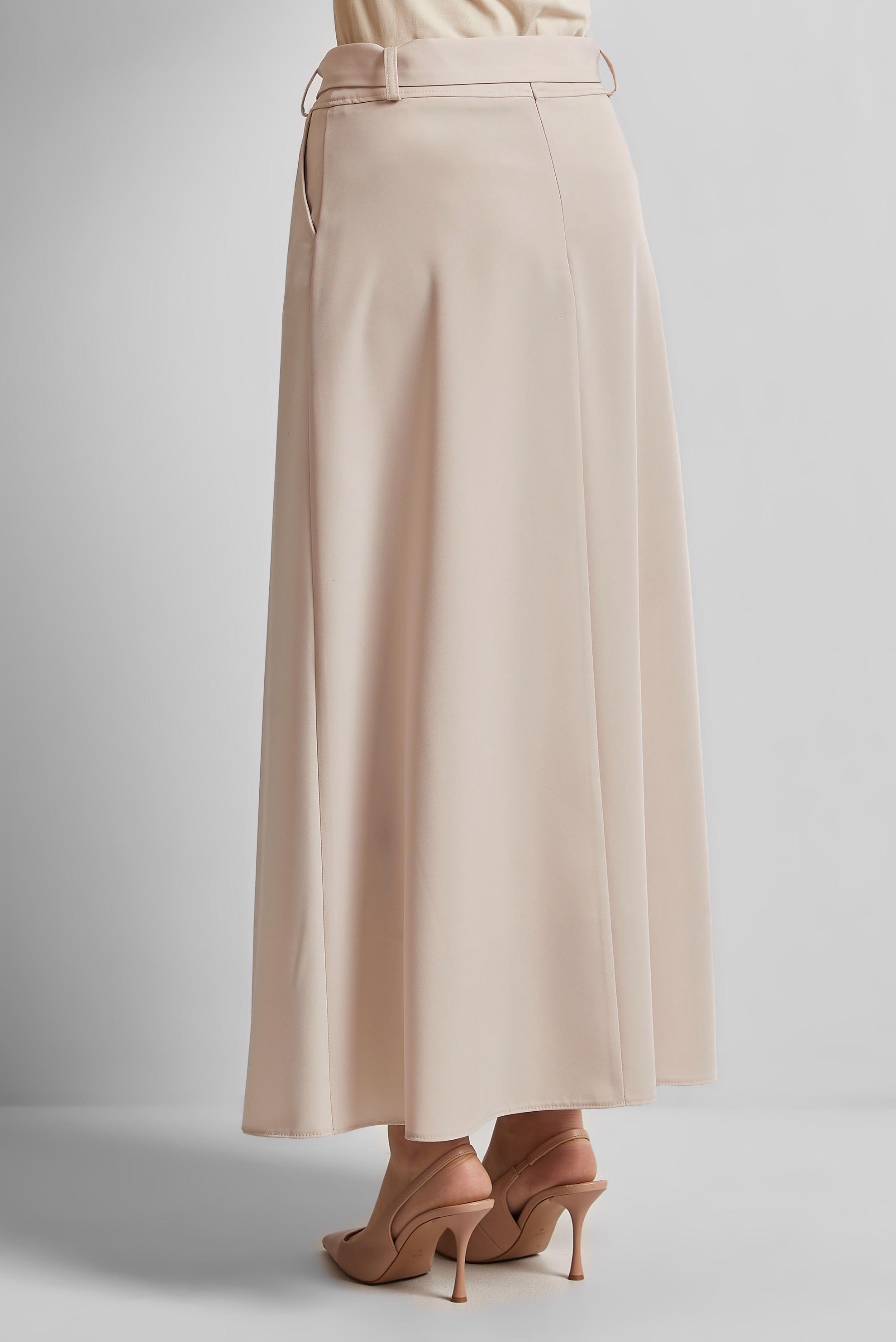 Tesettür giyim BEJ KEMERLİ ETEK 60430