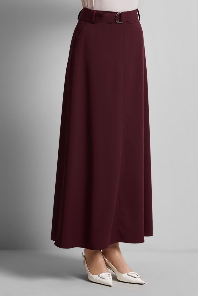 Hijab-Kleidung BURGUND ROCK MIT GÜRTEL 60430 - ALVİNA