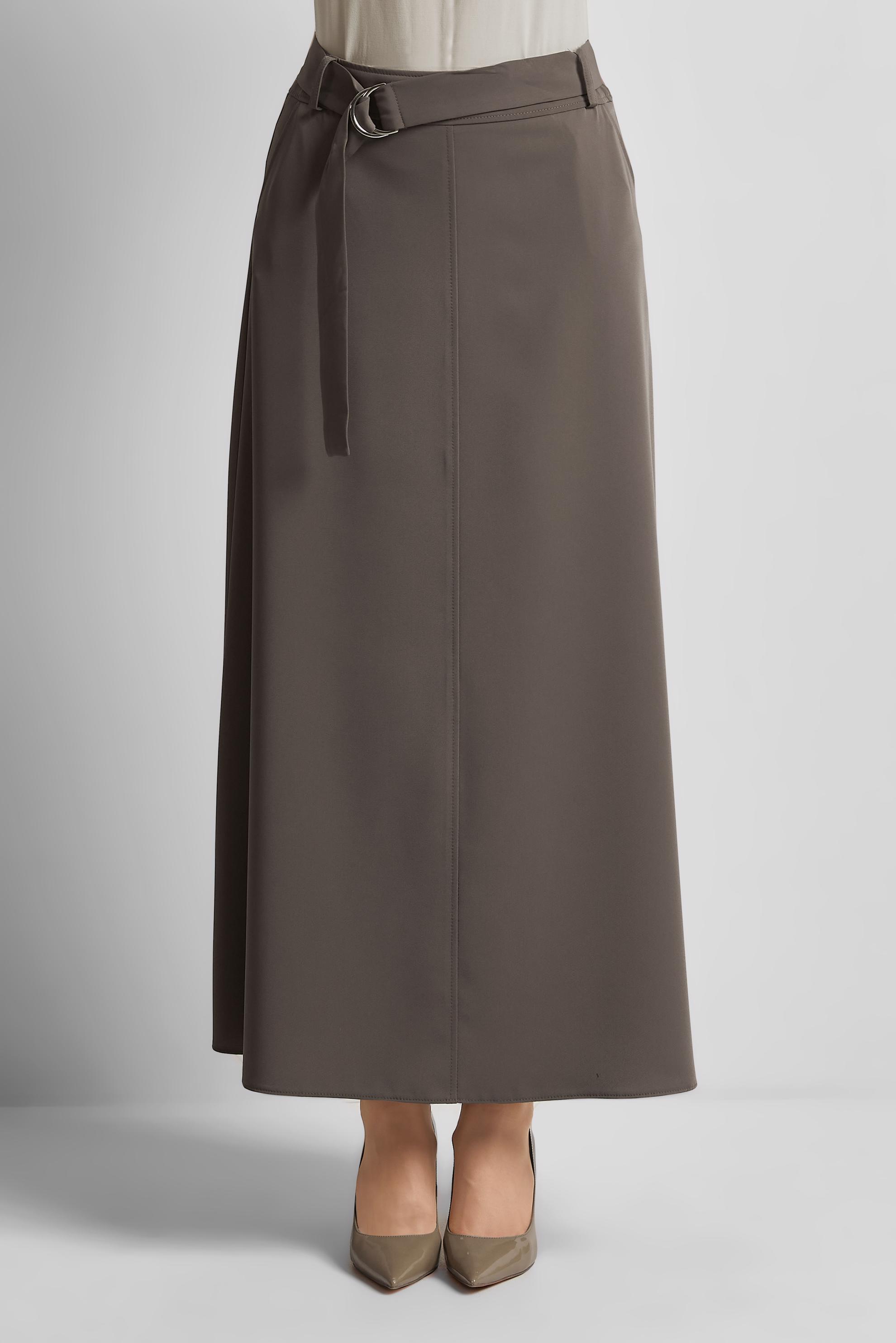 Tesettür giyim VİZON KEMERLİ ETEK 60430