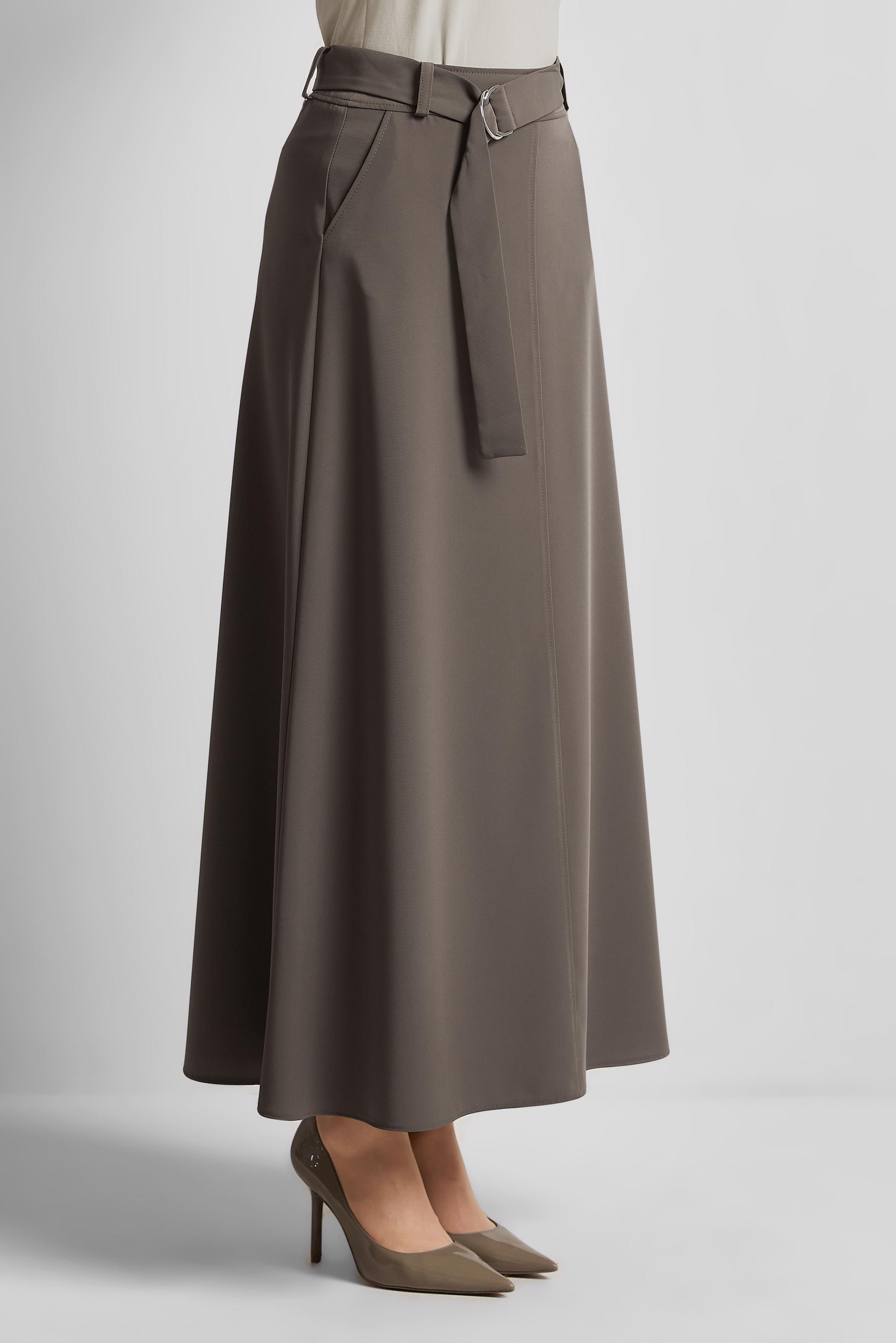 Tesettür giyim VİZON KEMERLİ ETEK 60430