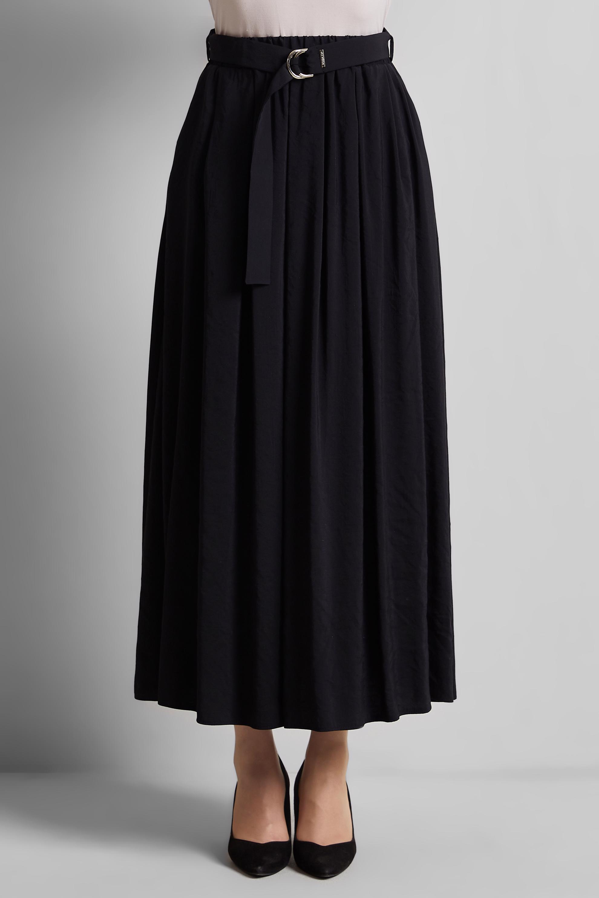 Tesettür giyim SİYAH KEMERLİ ETEK 60660 