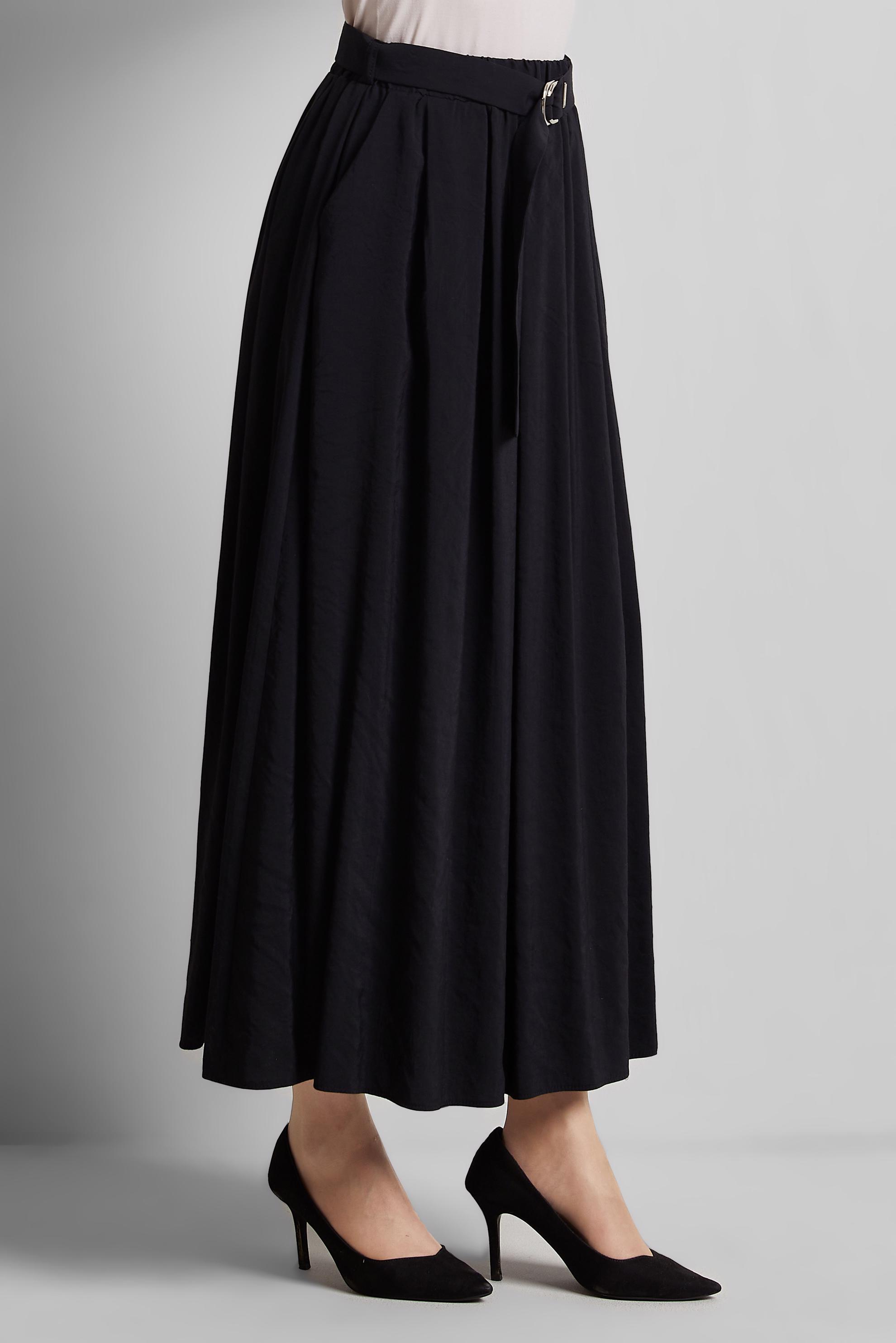 Tesettür giyim SİYAH KEMERLİ ETEK 60660 