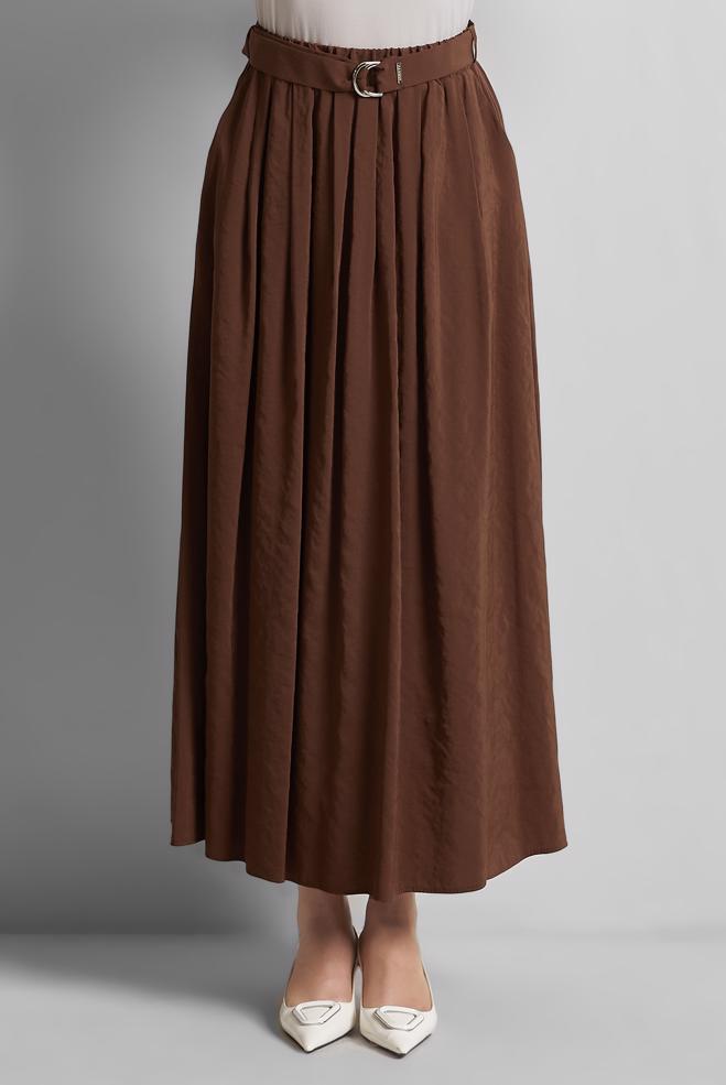 Hijab-Kleidung BRAUN GÜRTELROCK 60660  - ALVİNA