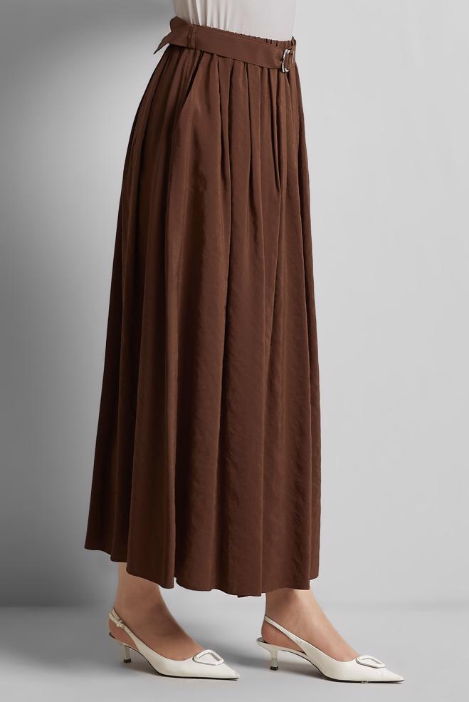 Hijab-Kleidung BRAUN GÜRTELROCK 60660  - ALVİNA