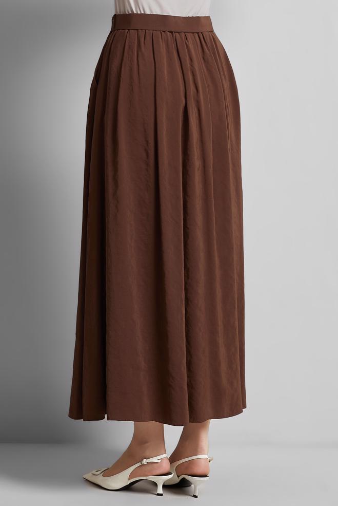 Hijab-Kleidung BRAUN GÜRTELROCK 60660  - ALVİNA