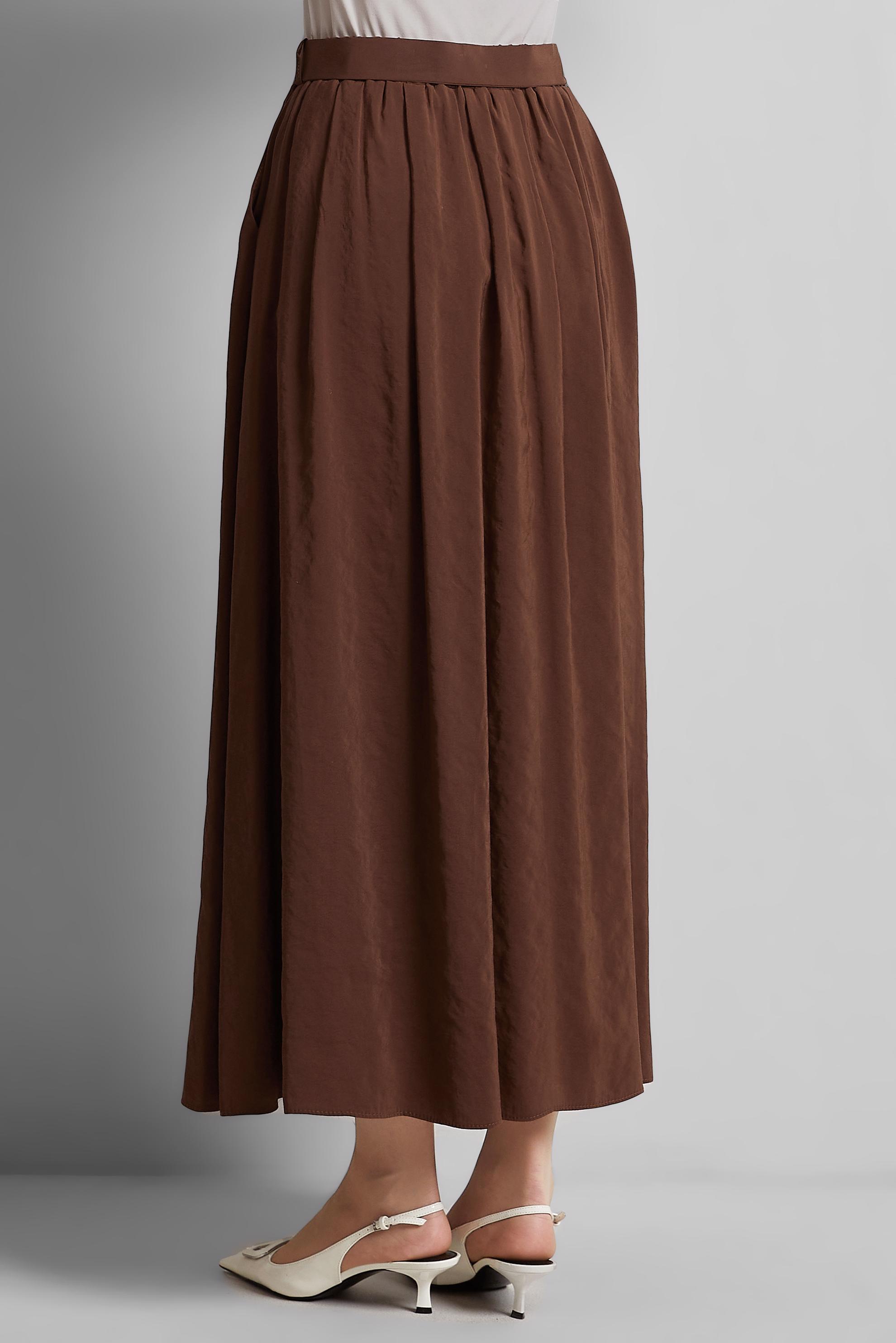 Tesettür giyim KAHVE KEMERLİ ETEK 60660 