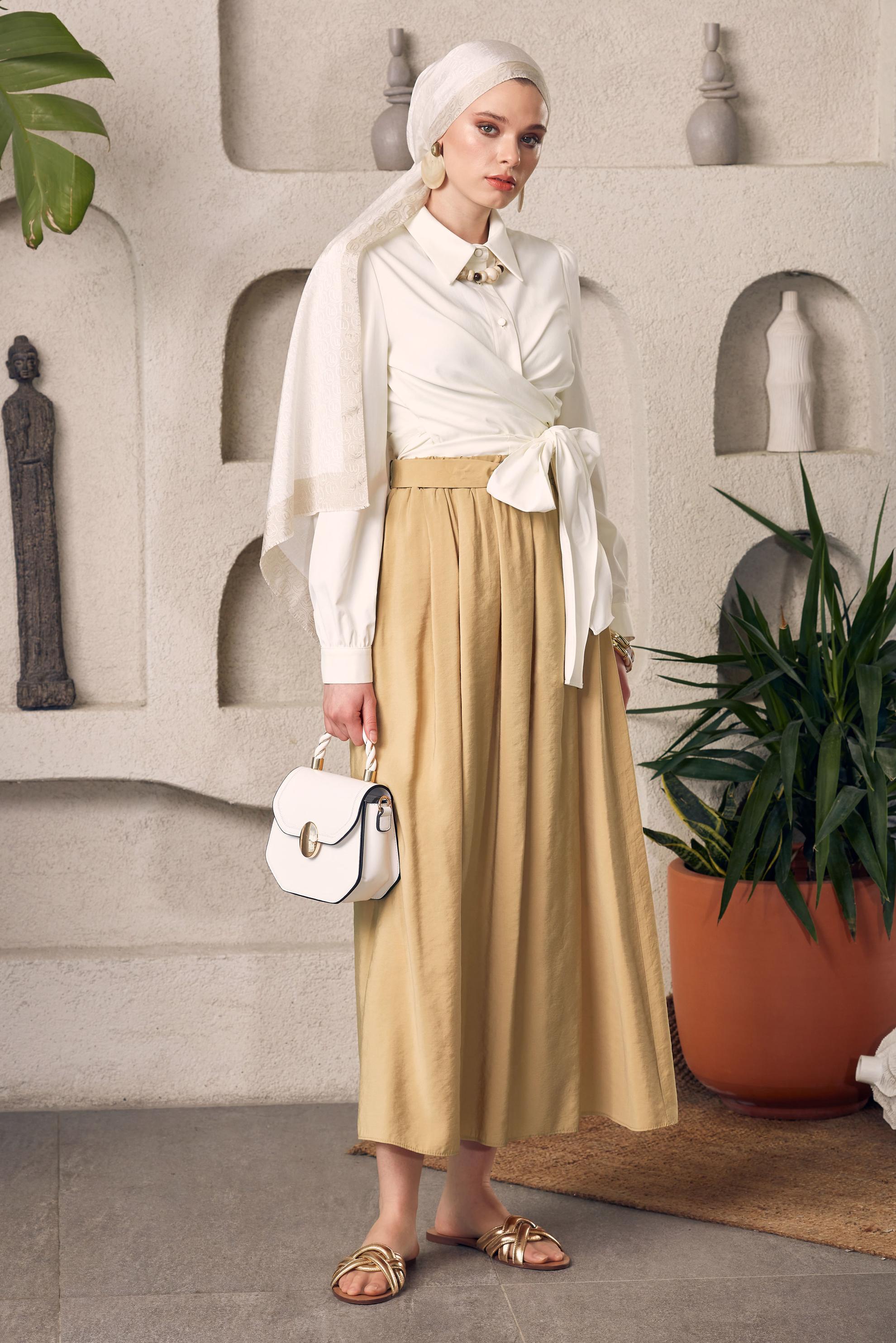 Hijab clothing BROWN BELTED SKIRT 60660 