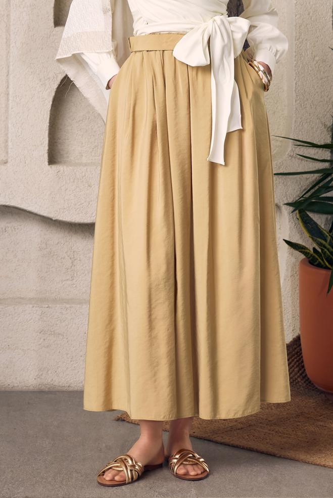 Hijab-Kleidung BRAUN GÜRTELROCK 60660  - ALVİNA