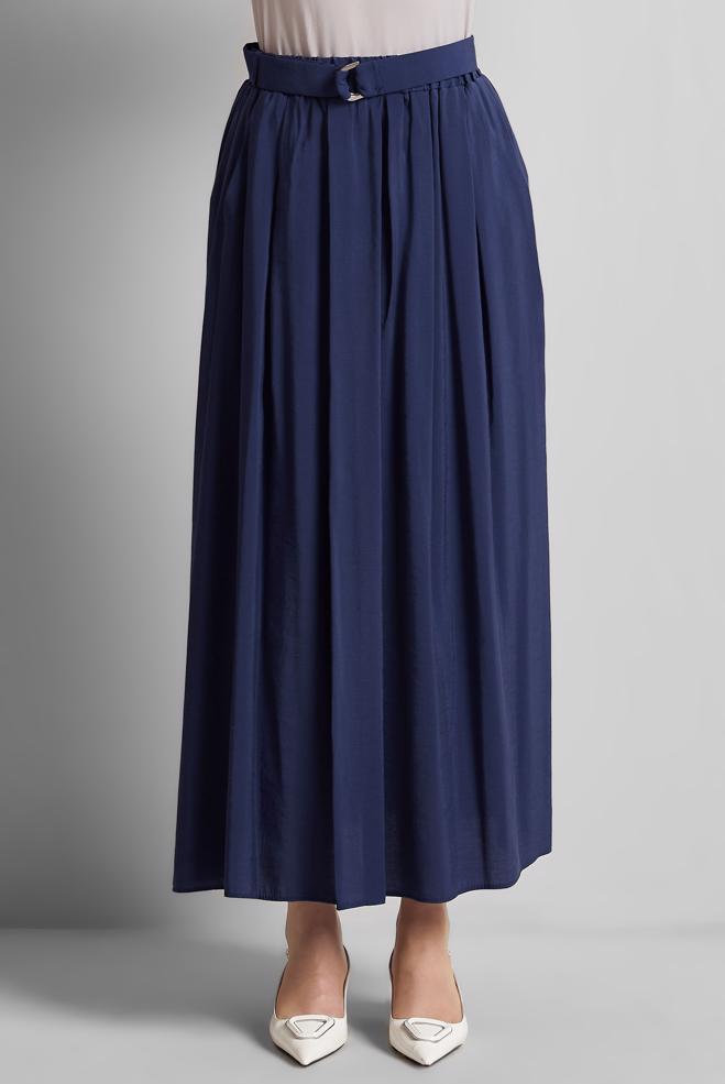 Hijab-Kleidung NAVY BLAU GÜRTELROCK 60660  - ALVİNA