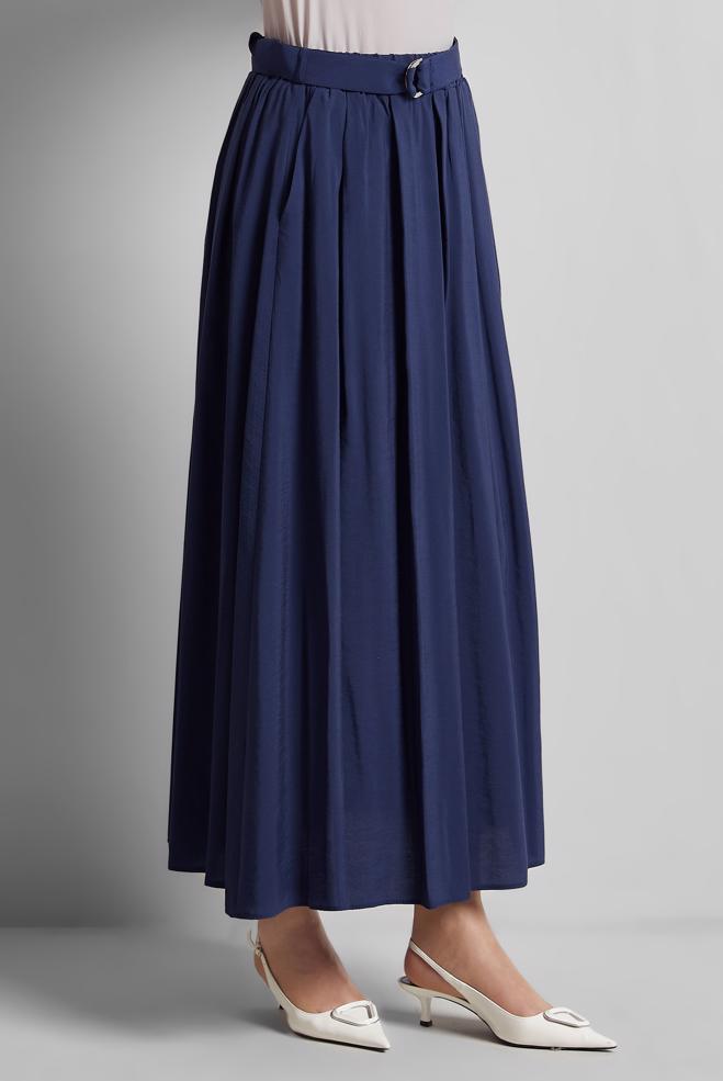 Hijab-Kleidung NAVY BLAU GÜRTELROCK 60660  - ALVİNA