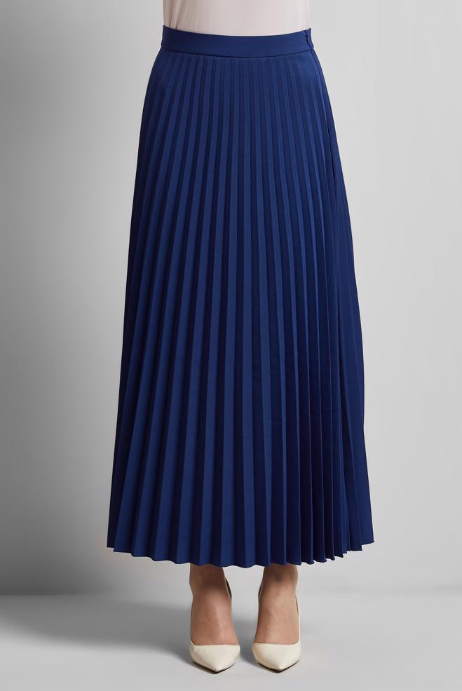Hijab-Kleidung NAVY BLAU PLISSIERTER ROCK 60661 - ALVİNA