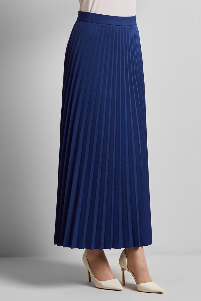 Hijab-Kleidung NAVY BLAU PLISSIERTER ROCK 60661 - ALVİNA