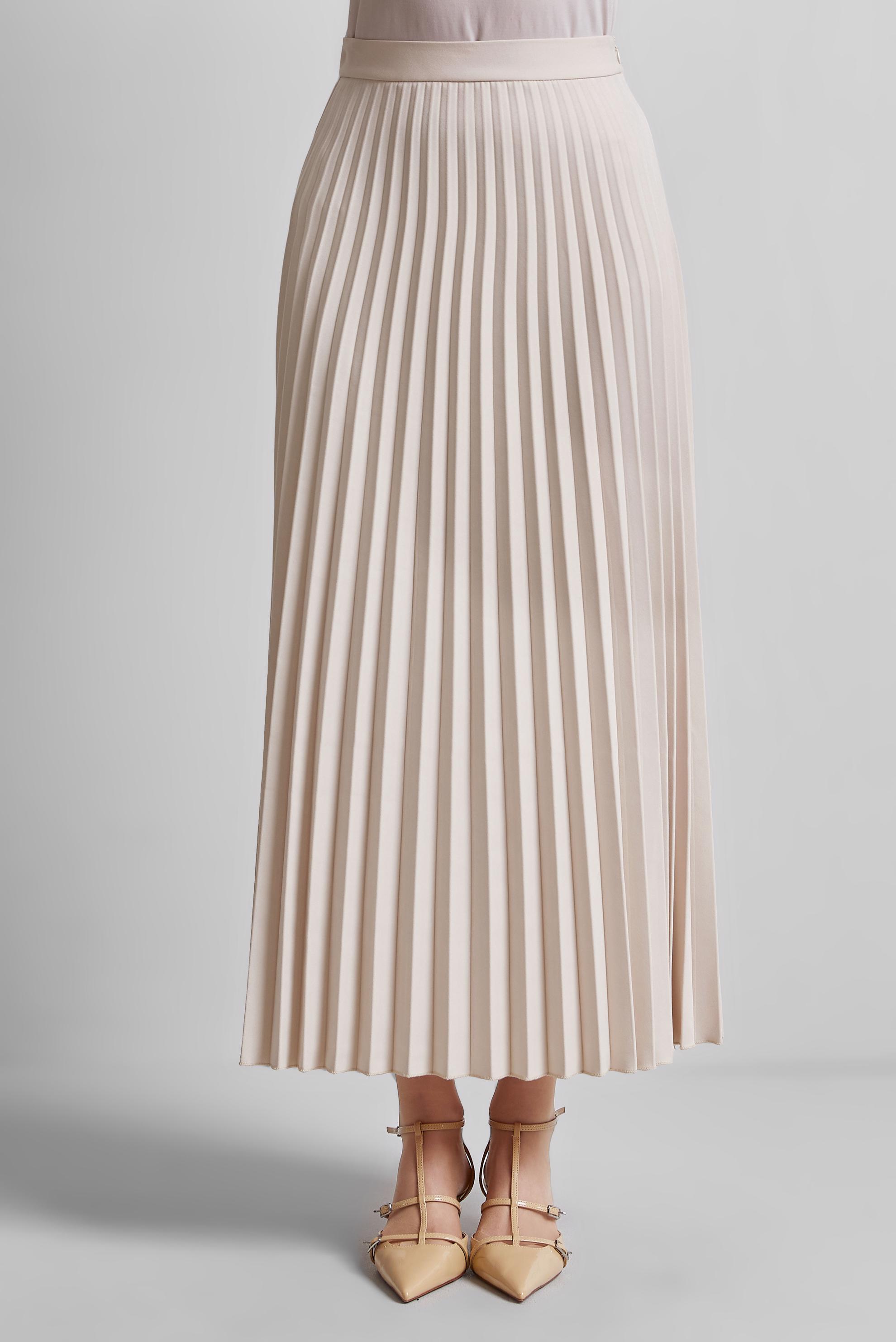 Tesettür giyim EKRU PİLİSELİ ETEK 60661