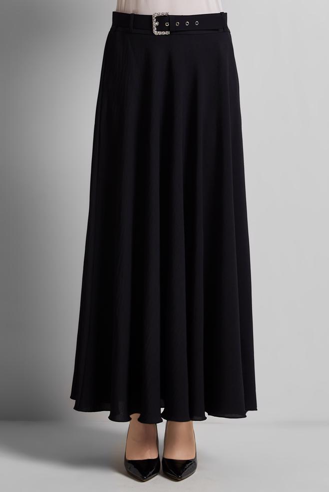 Hijab-Kleidung SCHWARZ ROCK MIT GÜRTEL 60662 - ALVİNA